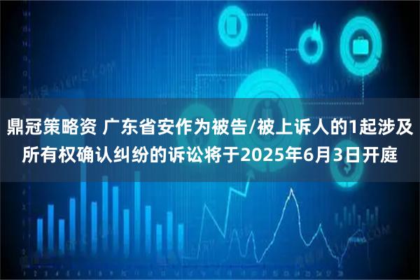 鼎冠策略资 广东省安作为被告/被上诉人的1起涉及所有权确认纠纷的诉讼将于2025年6月3日开庭