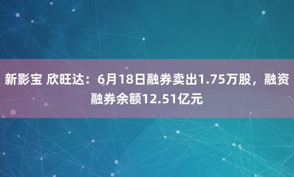 新影宝 欣旺达：6月18日融券卖出1.75万股，融资融券余额12.51亿元