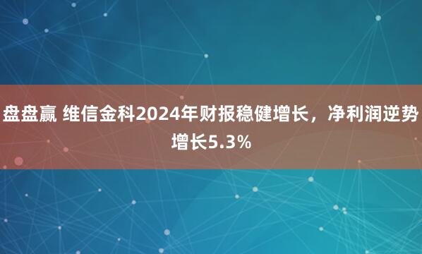 盘盘赢 维信金科2024年财报稳健增长，净利润逆势增长5.3%