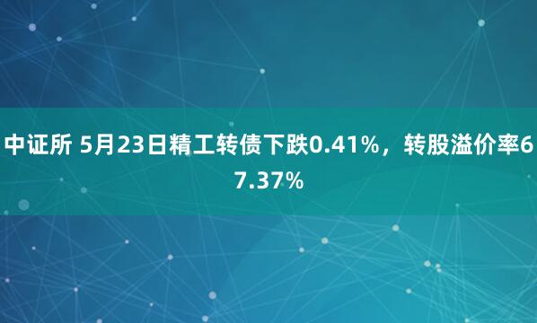 中证所 5月23日精工转债下跌0.41%，转股溢价率67.37%